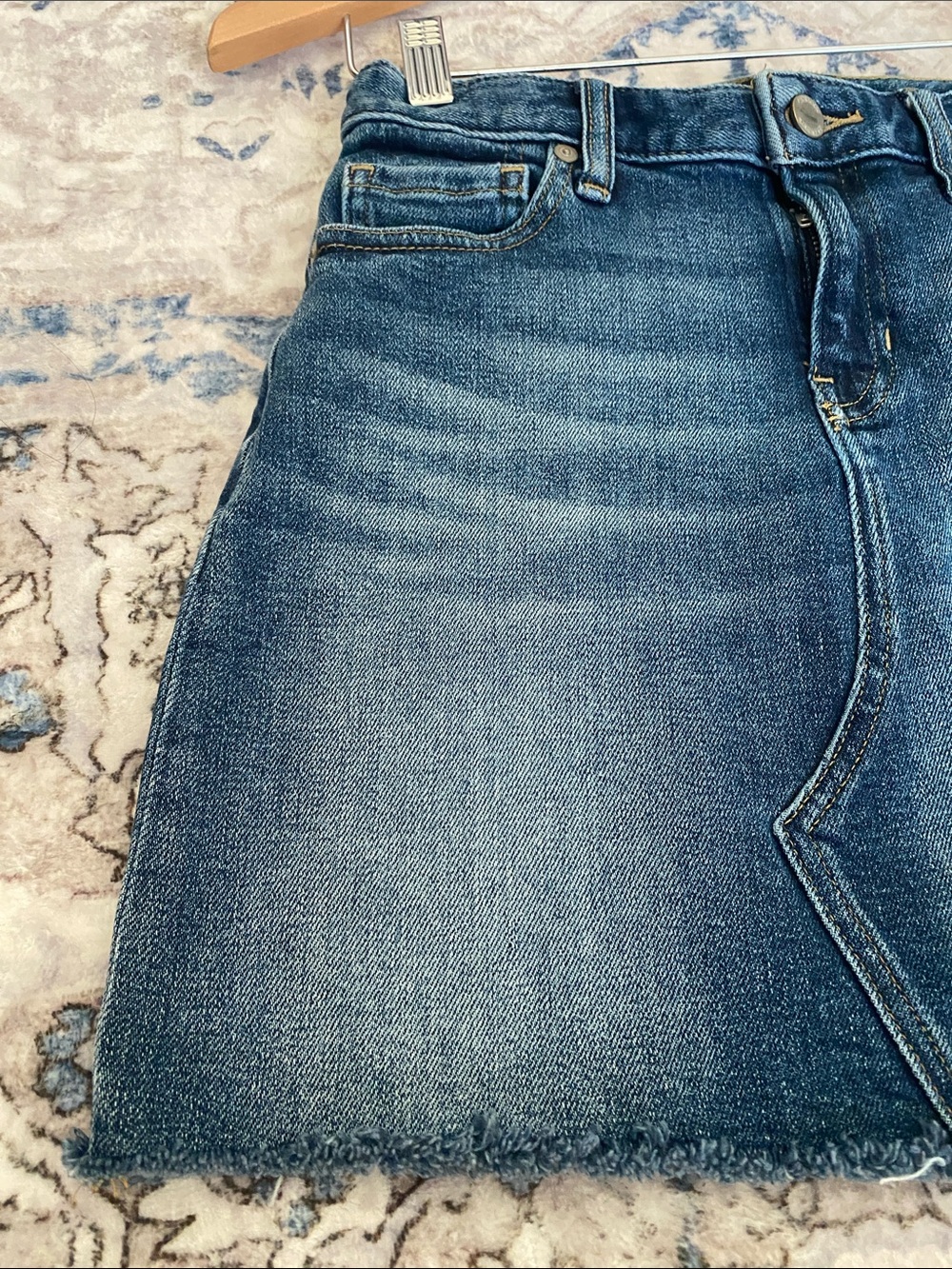 Banana Republic Women's Frayed Hem Denim Mini Skirt - Picture 2 of 5